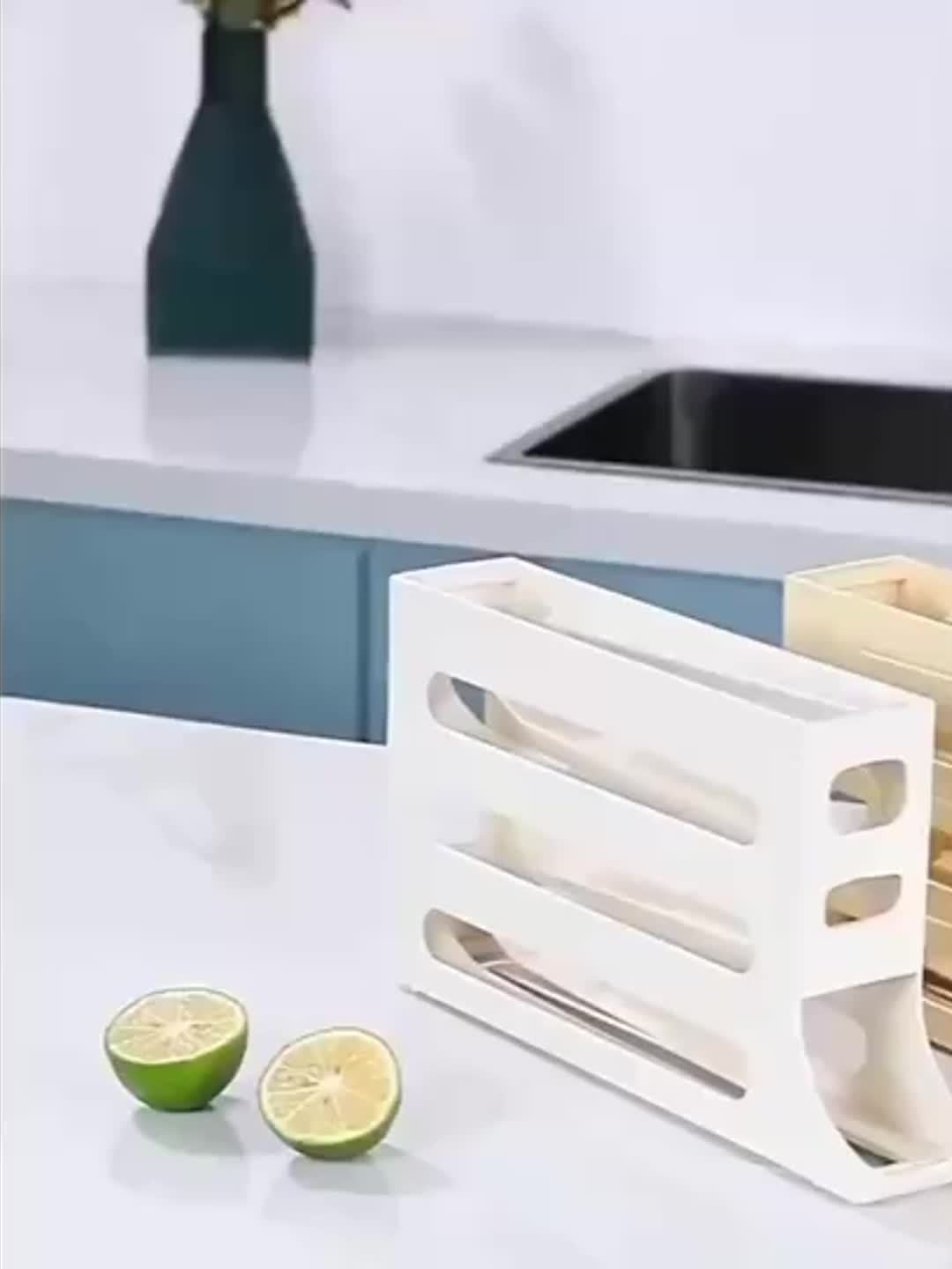 Smart Refrigerator Egg Organizer with Auto-Rolling Technology - Durable, High-Capacity Holder for Kitchen Storage