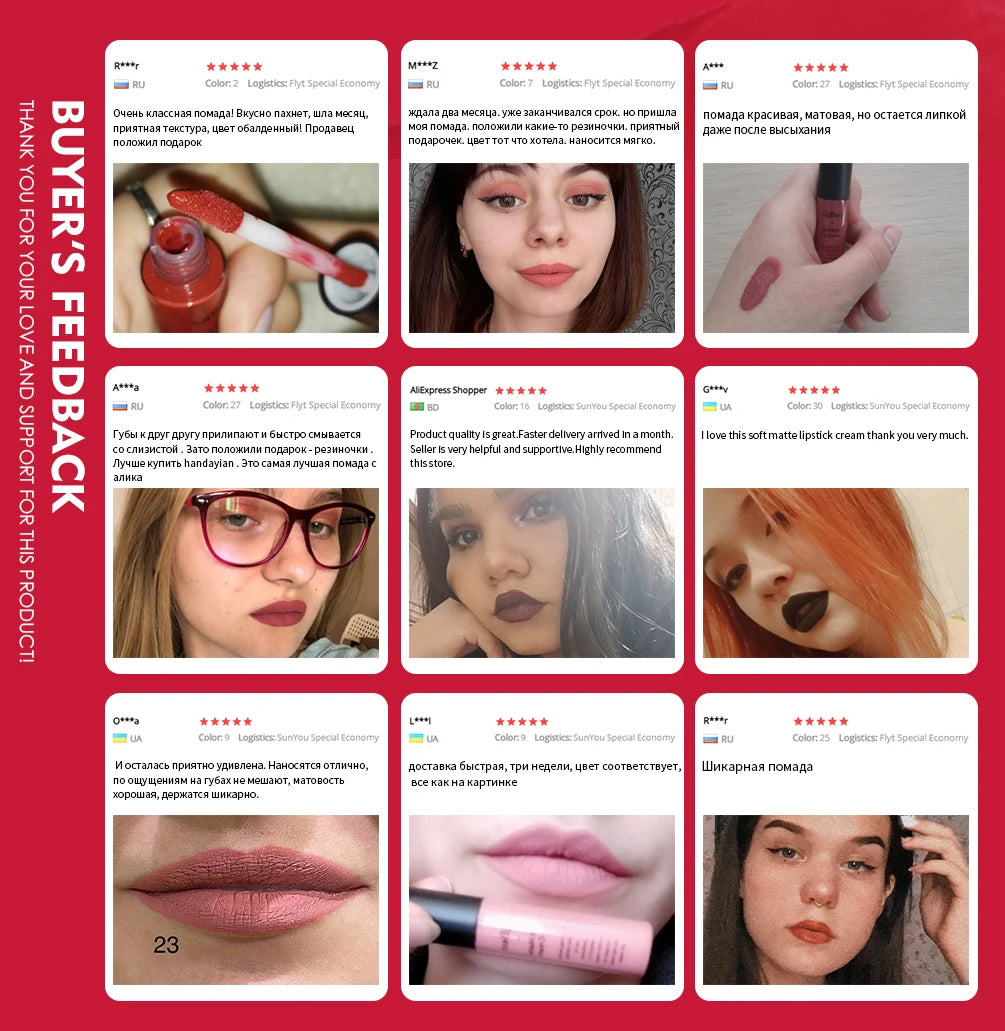 Matte Lip Gloss Lip Makeup 34 Colors Velet Nude Waterproof Lipgloss Matte Lipstick Liquid Lipstick Long lasting