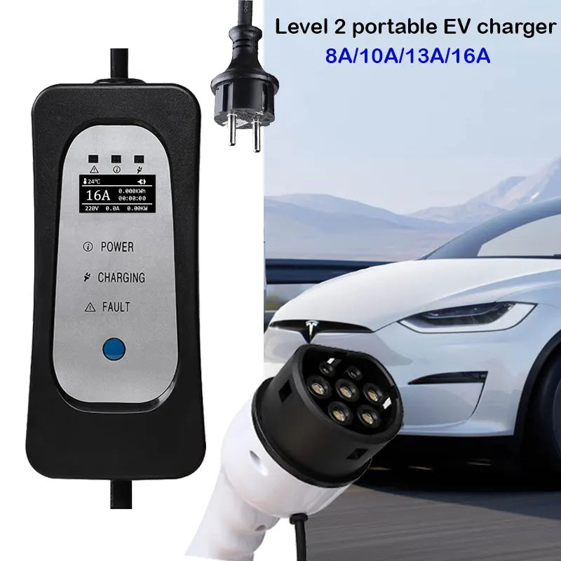 Electric Car EV Charger Current Adjustable 5 Meters 10 Meters Type 1 Type 2 Mode 2 Level 2 EVSE