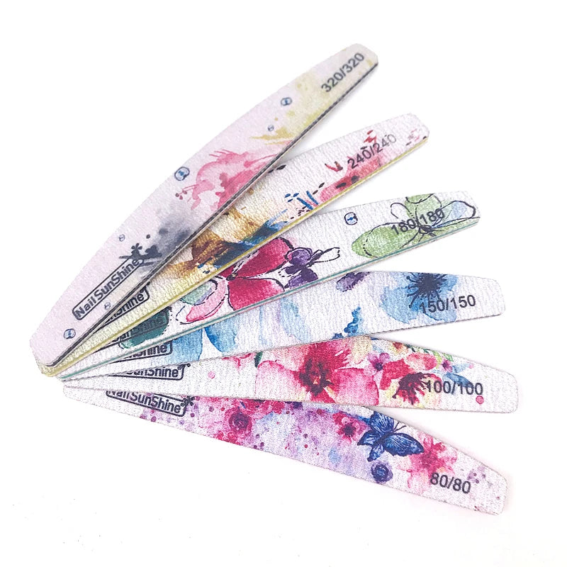 Nail Files Strong Sandpaper Washable, Buffer Emery Board 80/100/150/180/240/320 Grit Lime a Ongle Manicure Polishing 6 Pcs