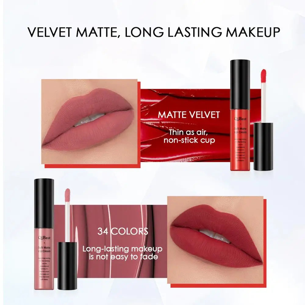 Matte Lip Gloss Lip Makeup 34 Colors Velet Nude Waterproof Lipgloss Matte Lipstick Liquid Lipstick Long lasting