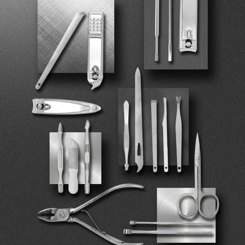 Qmake 19 in 1 Stainless Steel Manicure Pedicure Professional kit,Ingrown Toe Nail Trimmer