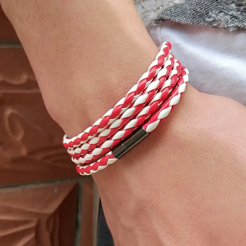 Popular Leather Bracelet For Men Charm Vintage Black White Bracelet Braided Bracelet Jewelry
