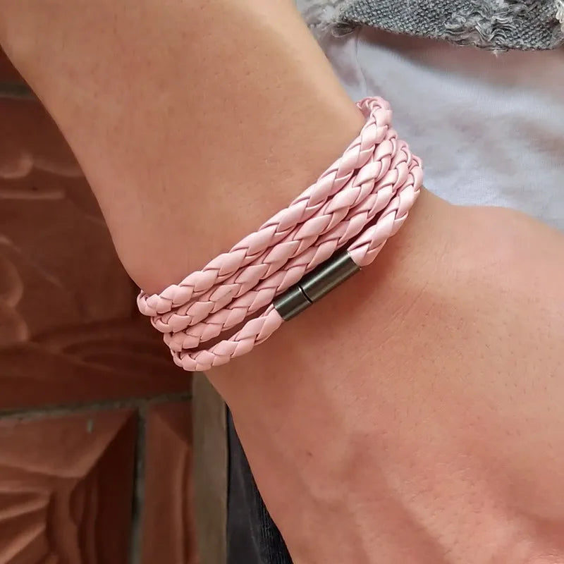 Popular Leather Bracelet For Men Charm Vintage Black White Bracelet Braided Bracelet Jewelry