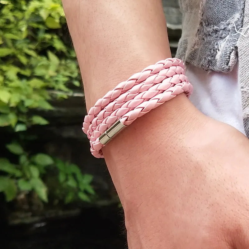 Popular Leather Bracelet For Men Charm Vintage Black White Bracelet Braided Bracelet Jewelry