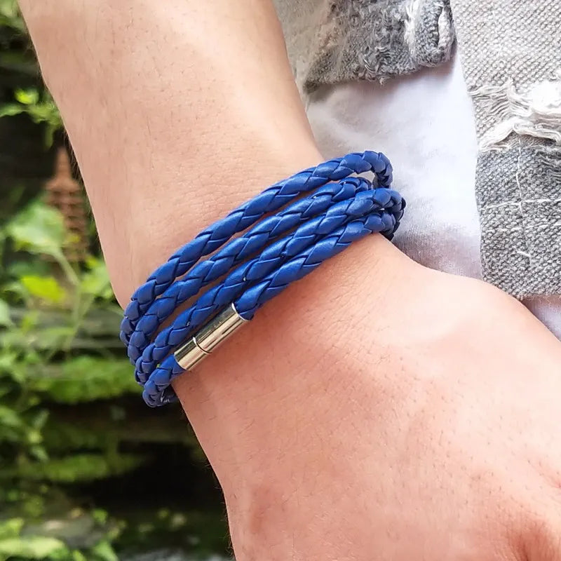 Popular Leather Bracelet For Men Charm Vintage Black White Bracelet Braided Bracelet Jewelry