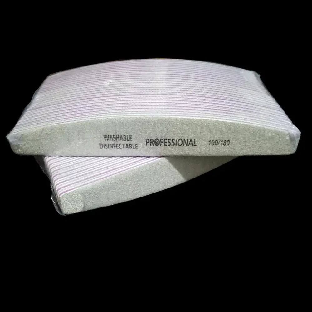 Nail Art Sandpaper, Washable , file Semilune Banana Buffing Curved Professional Manicure50Pcs 100/180