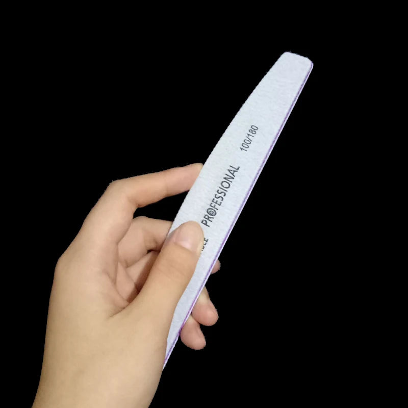 Nail Art Sandpaper, Washable , file Semilune Banana Buffing Curved Professional Manicure50Pcs 100/180