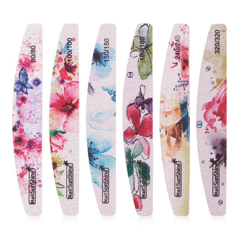 Nail Files Strong Sandpaper Washable, Buffer Emery Board 80/100/150/180/240/320 Grit Lime a Ongle Manicure Polishing 6 Pcs