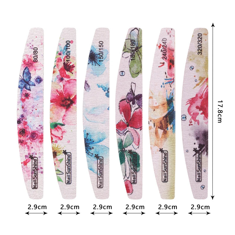 Nail Files Strong Sandpaper Washable, Buffer Emery Board 80/100/150/180/240/320 Grit Lime a Ongle Manicure Polishing 6 Pcs