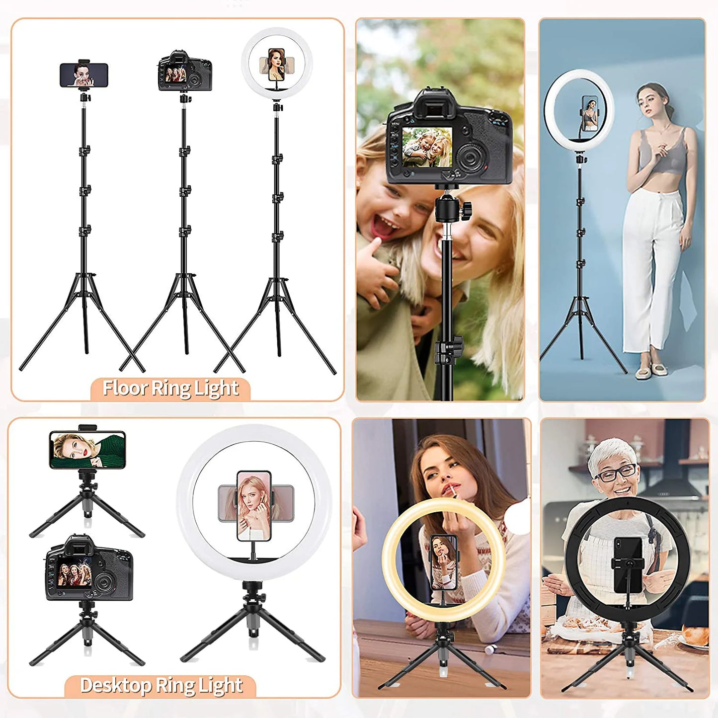 Ring Light With Tripod Stand Fill LED RingLight Phone Photography Rim Light Live Video Shoot Makeup Circle Lamp