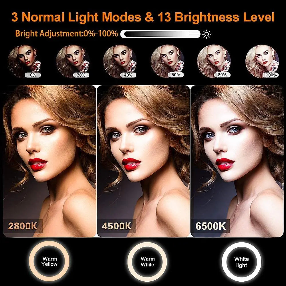 Ring Light With Tripod Stand Fill LED RingLight Phone Photography Rim Light Live Video Shoot Makeup Circle Lamp