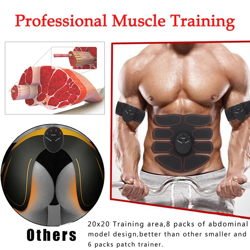 Hip Trainer Abdominal ABS Stimulator Fitness Body Slimming Massager, Electric Muscle Stimulator EMS Wireless Buttocks