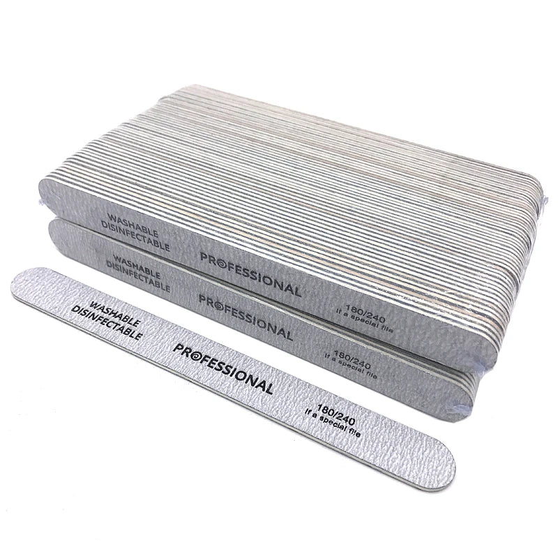 Nail Files 100/180/240 Grinding Polishing Manicure Pedicure Double-sided 100Pcs Professional