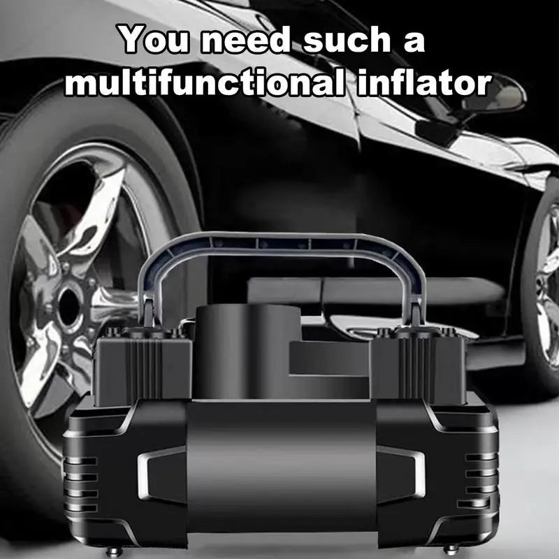 Car tire pump portable auto tyre air compressor car air pump LED light machine auto tire inflator with digital pressure guage