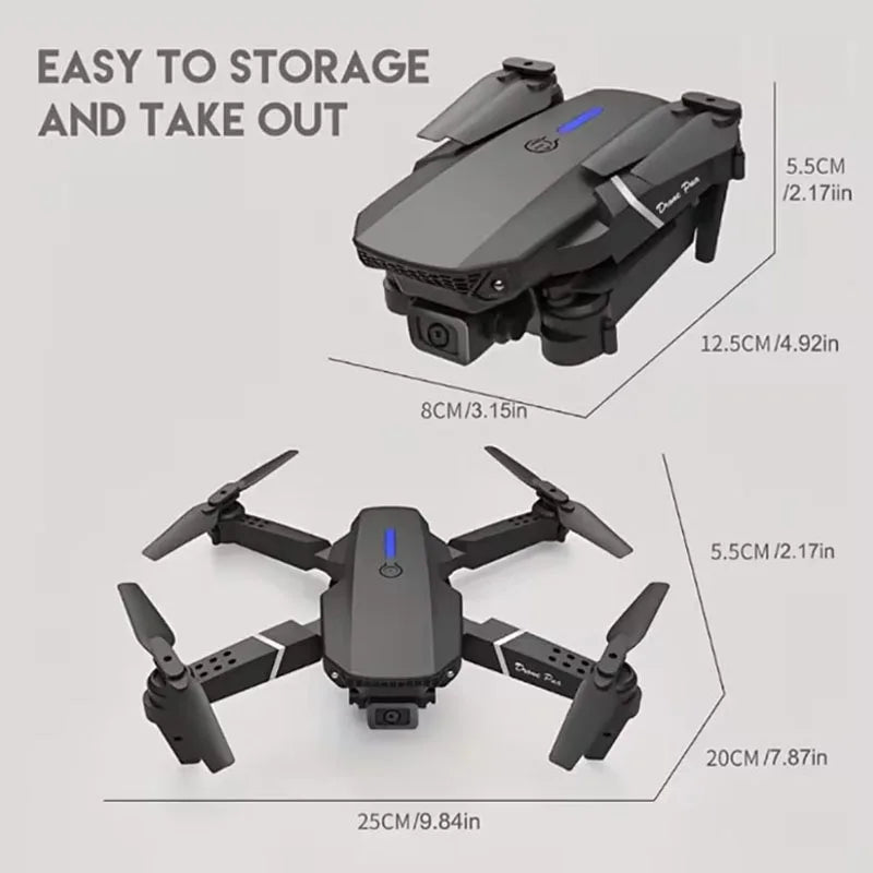Drone 4K Professional With 1080P Wide Angle Dual HD Camera Foldable RC Helicopter WIFI FPV Height Hold Apron Sell Gift E88Pro RC