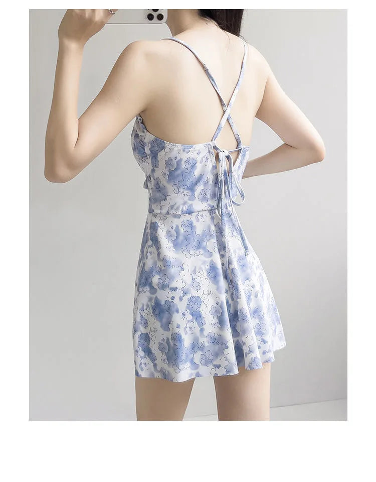 Women Swimwear Dress One Piece Swimsuit Solid Bathing Suit sexy Korea Monokini Beachwear