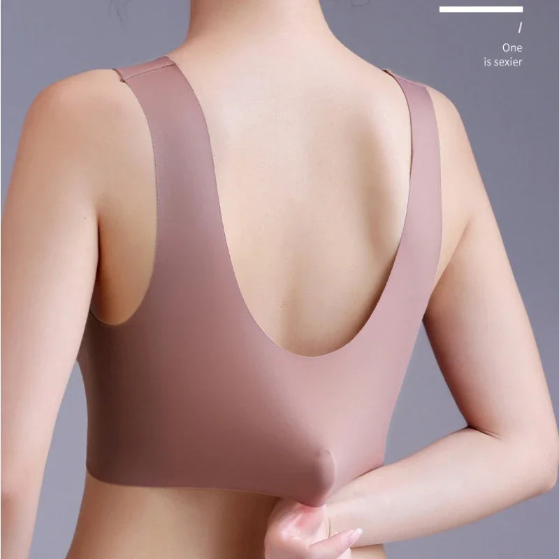 Lace Bras for Women Perspective Full Cup Solid Color Brassiere V-Neck Seamless Crop Top Female Push Up Breathable Lingerie