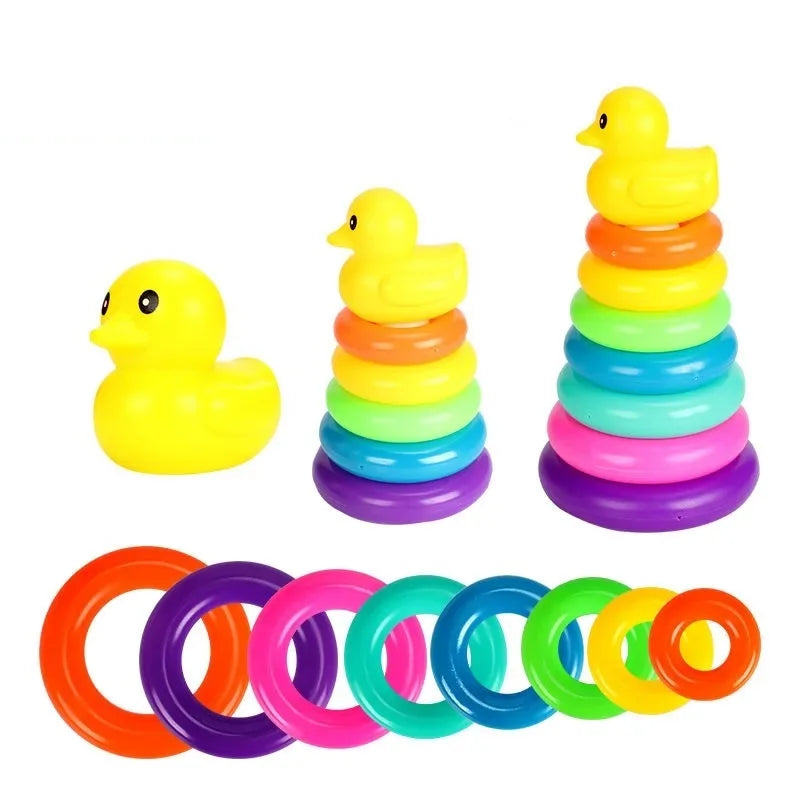 Montessori Rainbow Stacking Toys for Toddlers 1-3 Early Education Learning Stacking Tower Soft Ring Stacker Baby Toys 6 12 Month