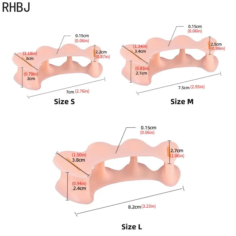 Silicone 1Pair Hard Toe Finger Separator 3 Hole Hallux Valgus Orthopedic Spacers Bunion Overlapping