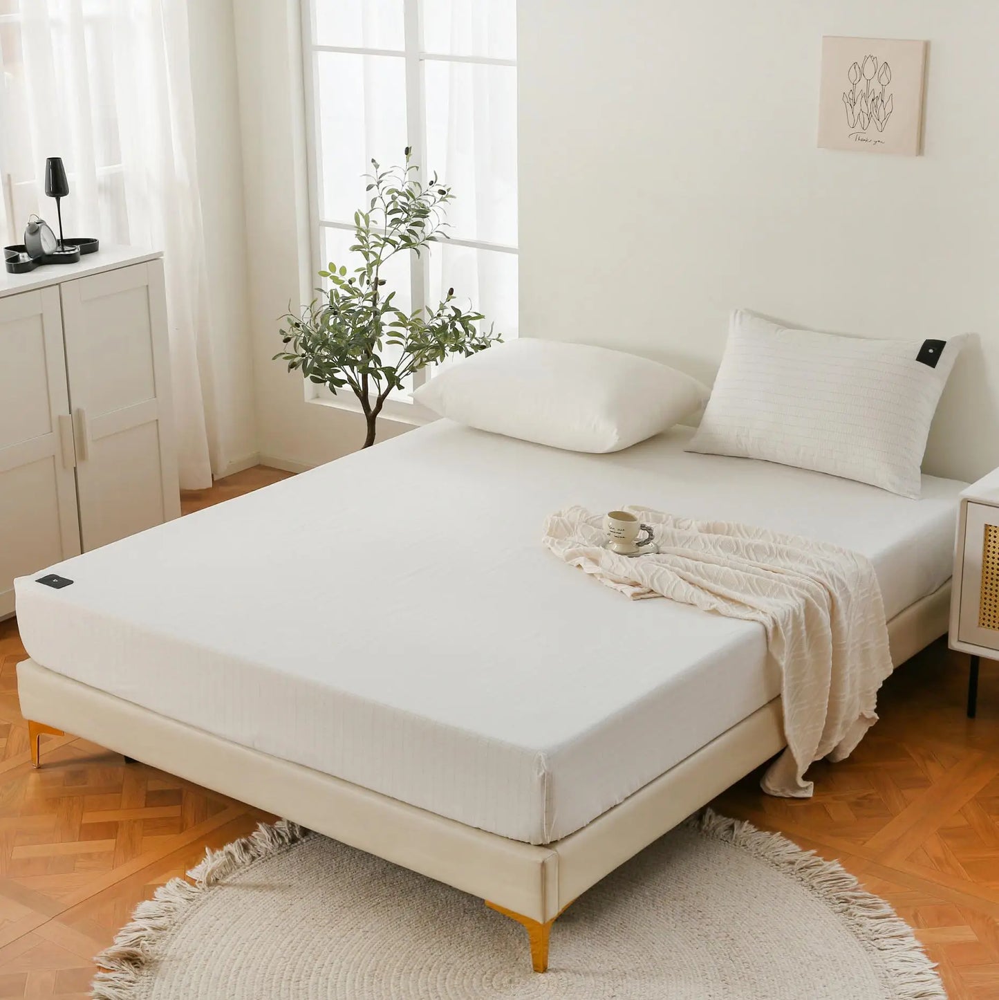 Sleep Better Organic Cotton Silver Earthing Grounding King Size Fitted Bed Sheet include a Local Plug