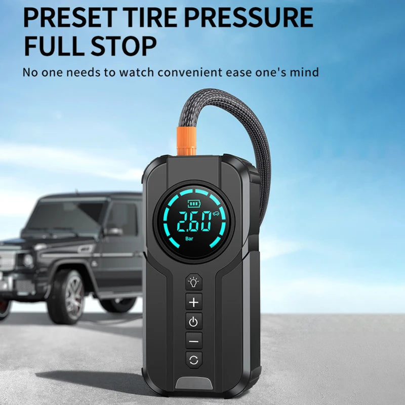 Car Jump Starter Air Pump Power Bank Lighting Portable Air Compressor 4 In 1 Cars Battery Starters Starting Auto Tyre Inflator