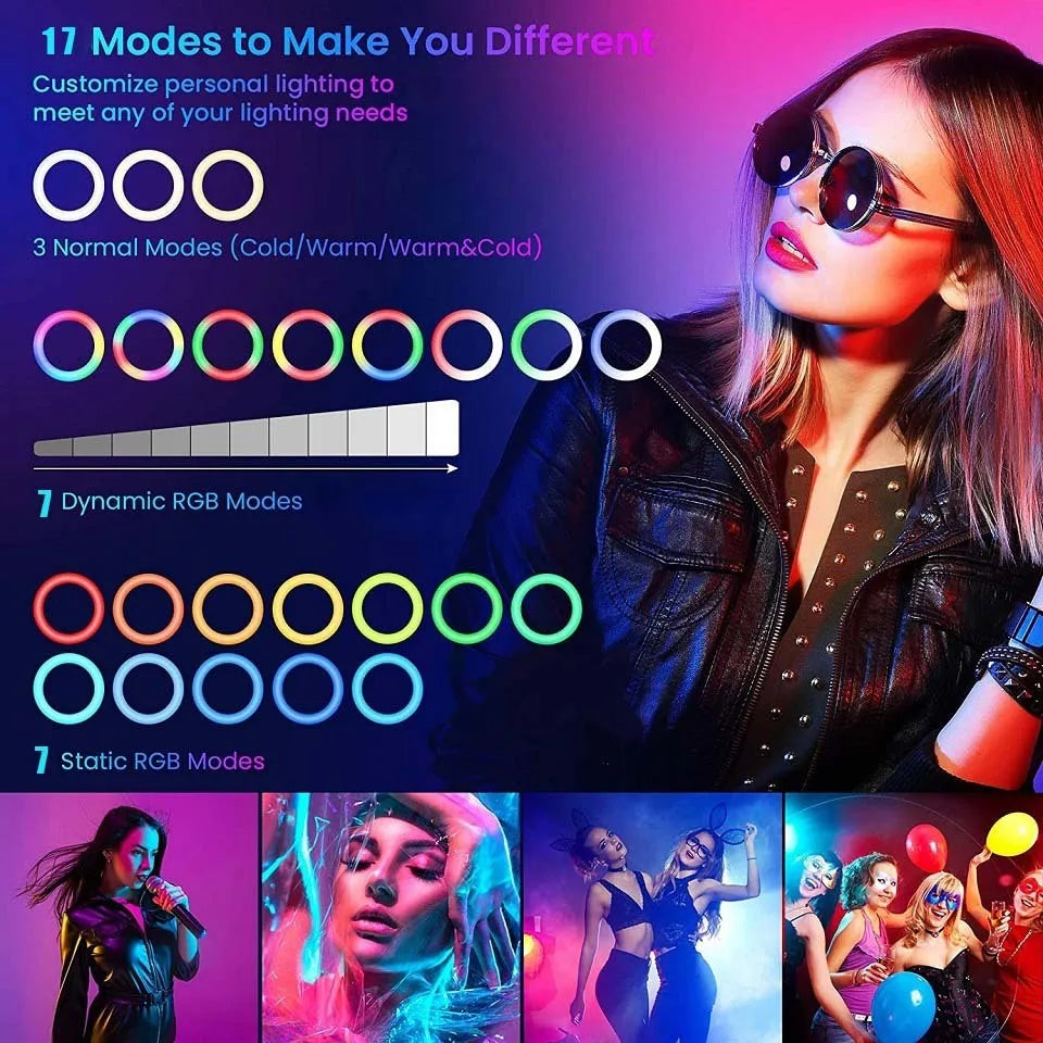 Ring Light With Tripod Stand Fill LED RingLight Phone Photography Rim Light Live Video Shoot Makeup Circle Lamp