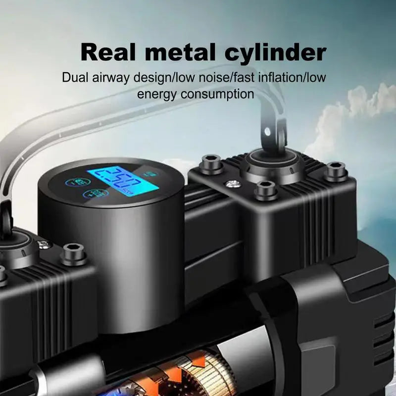 Car tire pump portable auto tyre air compressor car air pump LED light machine auto tire inflator with digital pressure guage