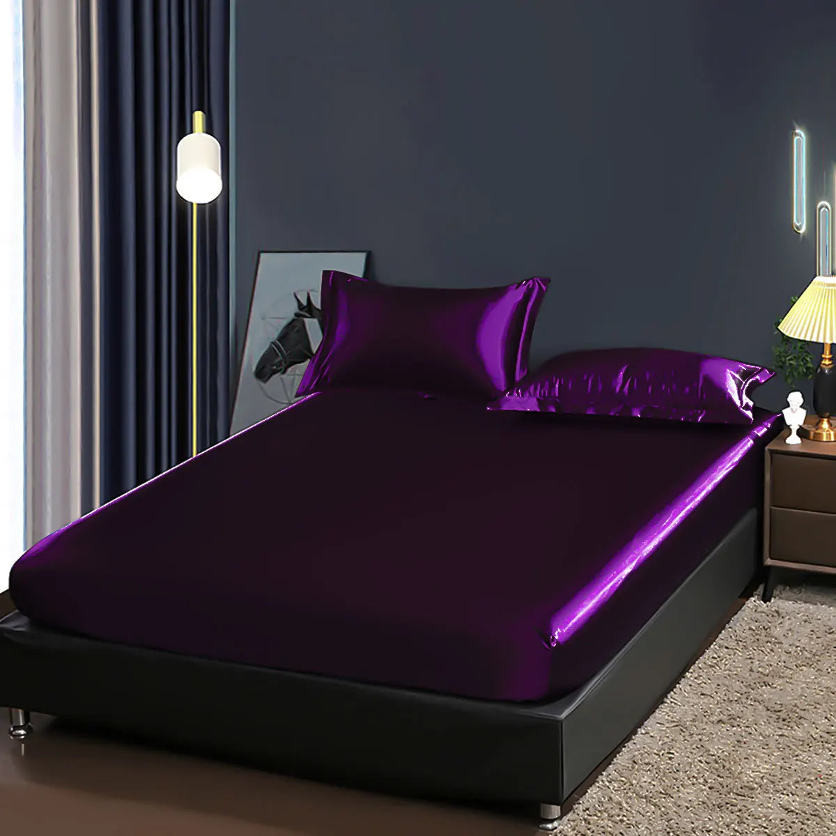 Satin Sheets Fitted Sheet Solid Color Rayon Mattress Cover Elastic Band Bed Sheet King 200x200 200x220 No Pillowcase Beddings