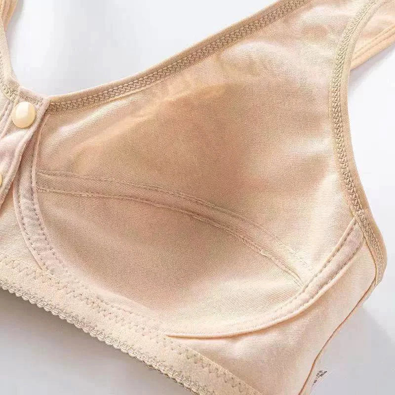 Women Front Button Bra Plus Size Thin Bralette Lingeri Cotton Wireless Bra Comfortble 38~44