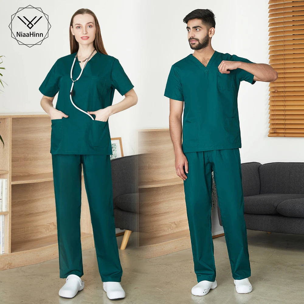 Green Hospital Surgical Gown Clinical Clinic Nursing Medical Payment Spa Lab Medical Student Work Experimental Uniform Scrub Set