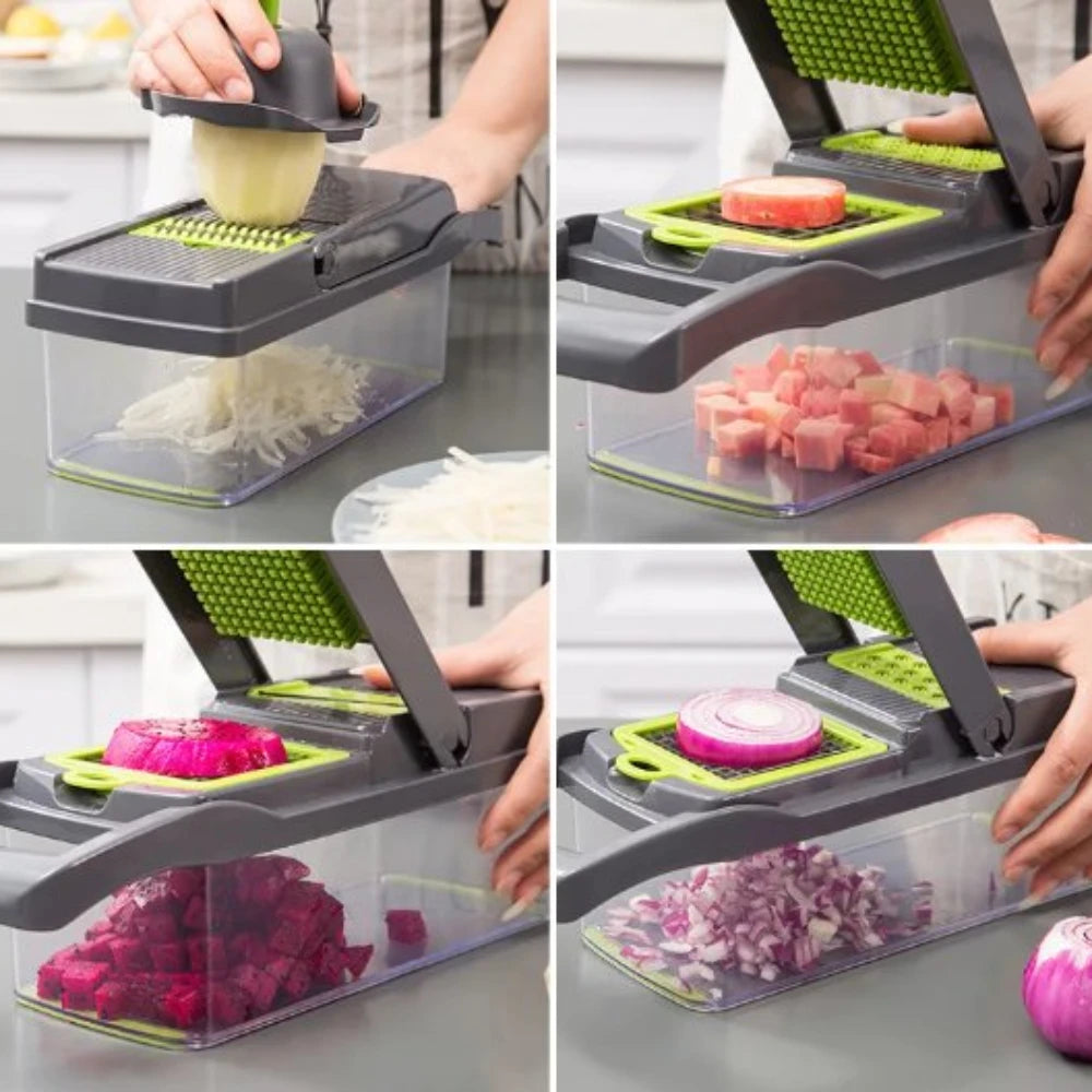 Multifunctional 14/16 in 1 Vegetable Chopper Slicer Shredder with Basket Fruit Slicer Potato Shredder Carrot Grind Home Gadgets