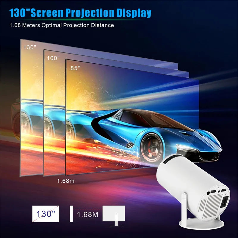 DITONG HY300 Pro Outdoor Portable Projector Android11 4K 1280*720P Dual Wifi 260ANSI Video Cinema