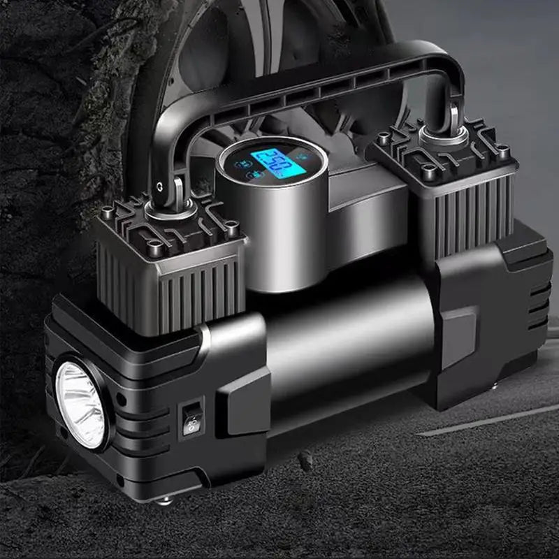 Car tire pump portable auto tyre air compressor car air pump LED light machine auto tire inflator with digital pressure guage