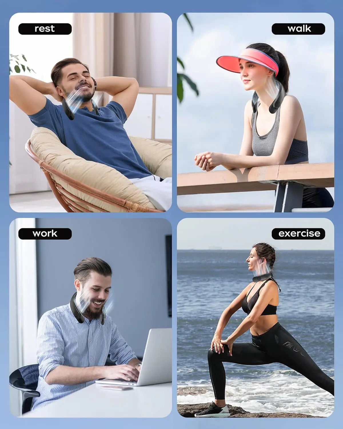 Neck Fan Cooling Rechargeable Air Conditioning Xiaomi 3600mAh 3 Speed Sports Summer