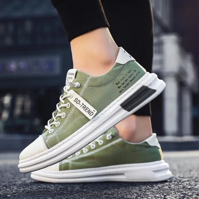 Men Sneakers Fashion Lace-up Casual Walking Flats