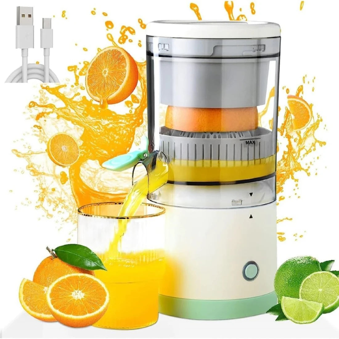 Juicer Juice Cup Citrus Orange Lemon Squeezer USB Charging, Fruit Juicer Blender Fresh Separator Press Machine