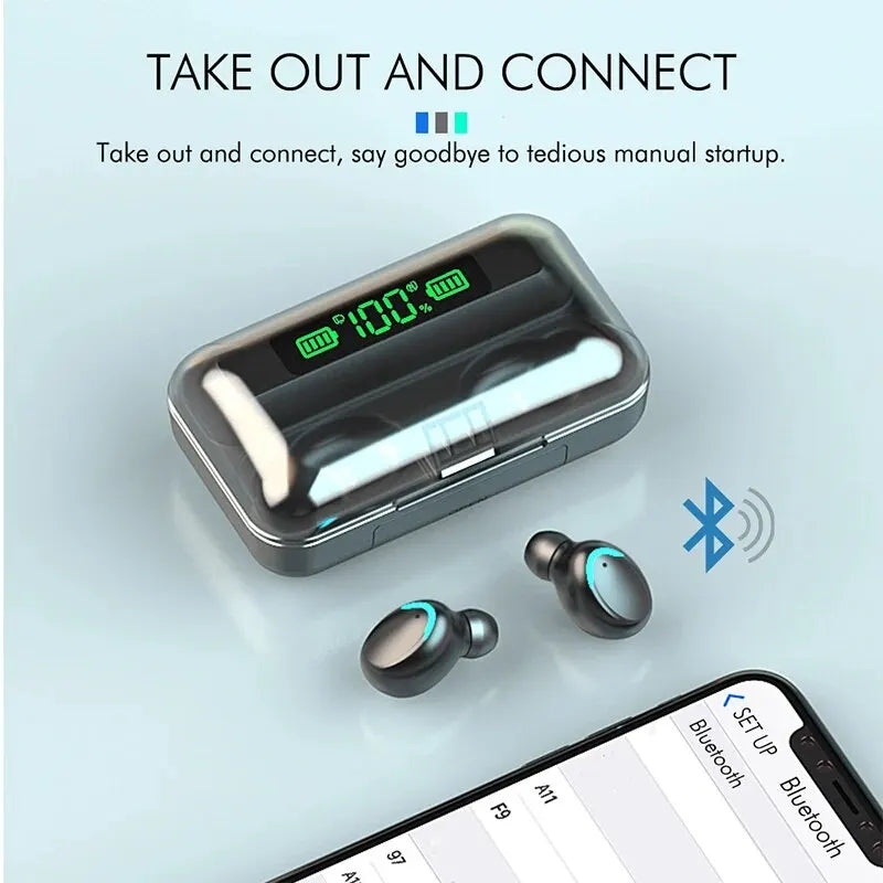 Earphones LED Display F9 Wireless Binaural TWS Bluetooth Headset Waterproof Noise Reduction