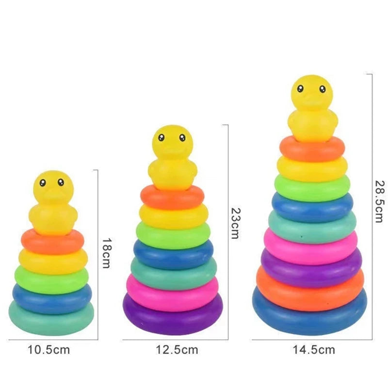 Montessori Rainbow Stacking Toys for Toddlers 1-3 Early Education Learning Stacking Tower Soft Ring Stacker Baby Toys 6 12 Month