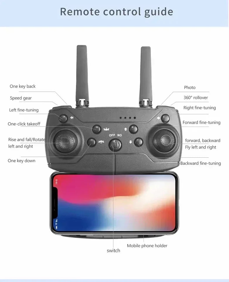 Drone 4K Professional With 1080P Wide Angle Dual HD Camera Foldable RC Helicopter WIFI FPV Height Hold Apron Sell Gift E88Pro RC