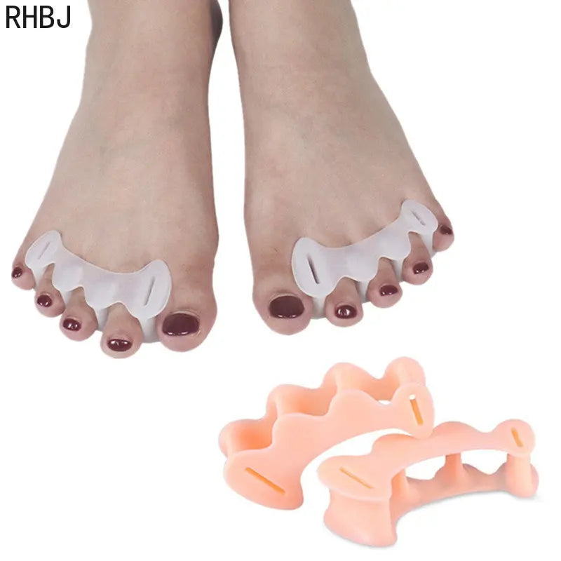 Silicone 1Pair Hard Toe Finger Separator 3 Hole Hallux Valgus Orthopedic Spacers Bunion Overlapping