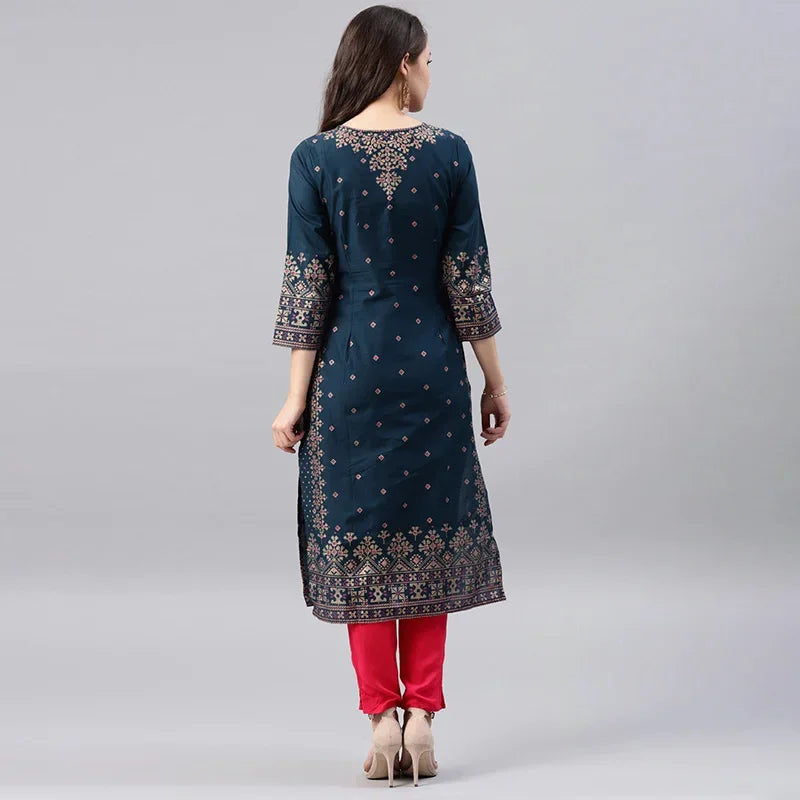 Indian Dress Kurtas for Women Spring Summer Cotton Printed Floral Ethnic Style Kurti