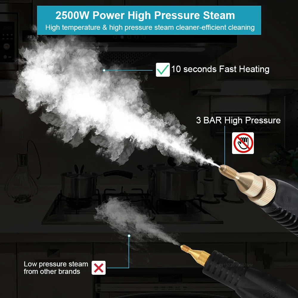 Steam Cleaner 2500W High Pressure Handheld High Temperature Steam Cleaner For Home Kitchen Bathroom Car Cleaning