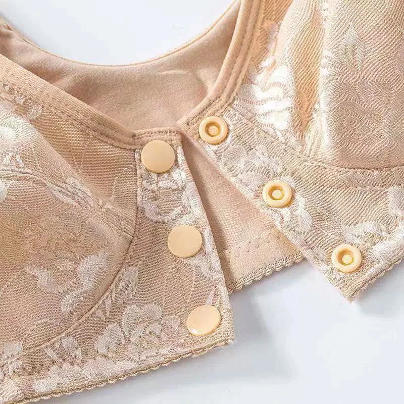 Women Front Button Bra Plus Size Thin Bralette Lingeri Cotton Wireless Bra Comfortble 38~44