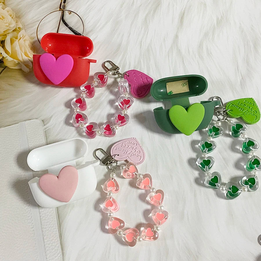 Tozo T6 / T10 / T12 / NC9 / NC2 Case Cute Love Earphone Silicone Cover with WristChain Lanyard case hearphone box fundas