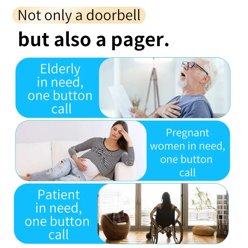 CACAZI Wireless Doorbell Waterproof Self-powered Button Smart Door Bell Sets