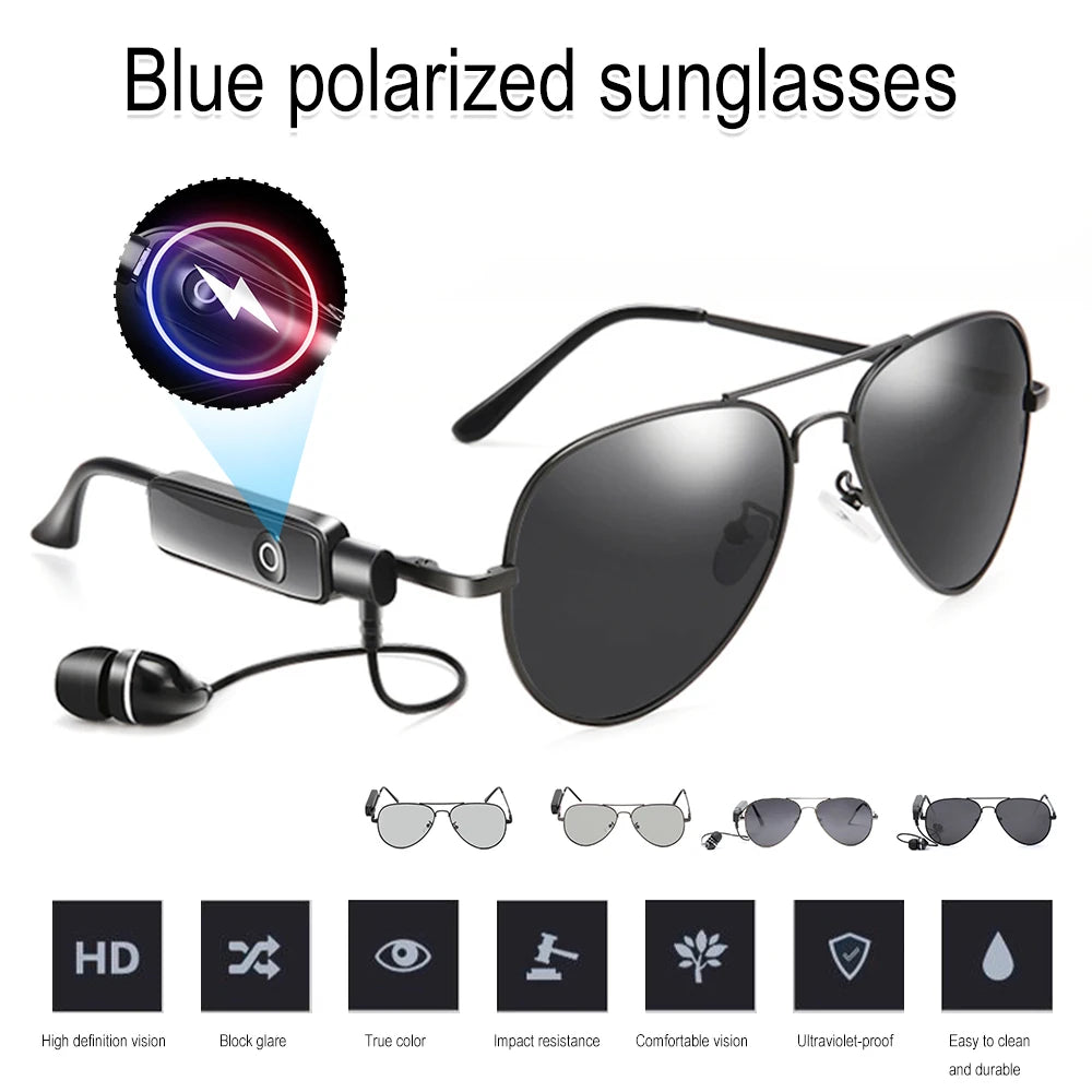 New Smart Glasses Polarized Retro Sunglasses Bluetooth Headset Voice Call HIFI Noise Reduction Outdoor Sport Headset