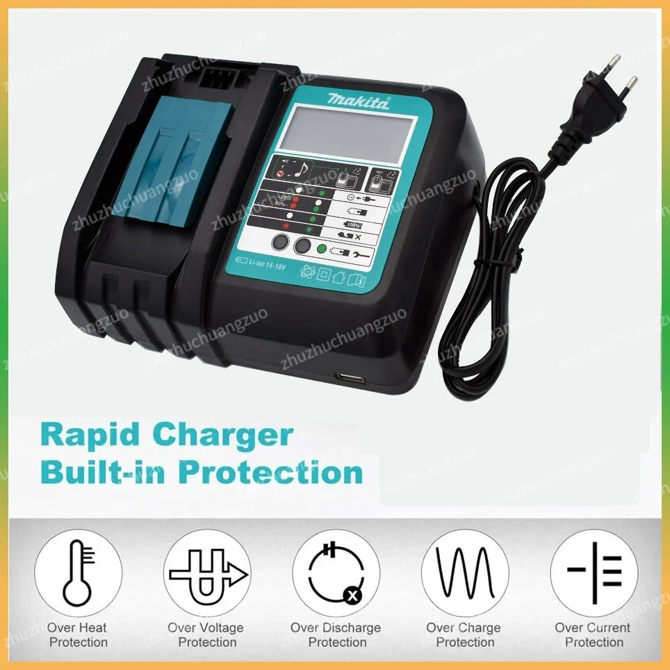 Makita 100% Original 6.0Ah 18V Li-ion Battery Charger DC18RF BL1840 BL1830 BL1430BL1440 DC18RC Charging Tool With USB Port