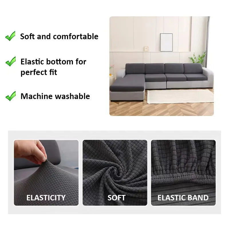 Sofa Cover Solid Color Thicken Elastic Living Room Protector Kids Slipcover Couch Cover Seat Cushion Washable Removable 1pcs