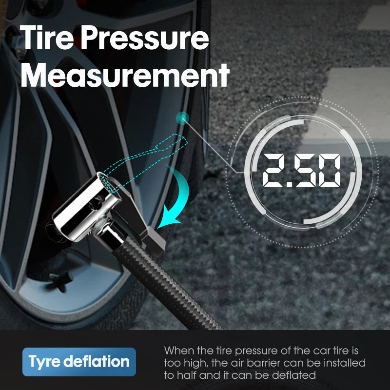 Portable Automobile Air Compressor Digital Tire Inflation Pump LED Lamp